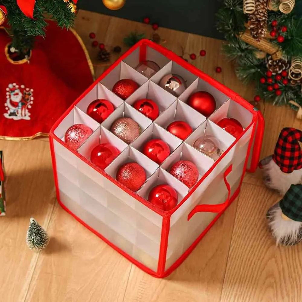 30” Christmas Tree Ornament Storage Box Organizer w Cardboard Inserts for Balls